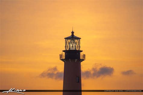 Jupiter Inlet Lighthouse Sunrise Closeup with Light | Royal Stock Photo