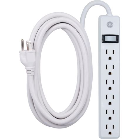 GE 6-Outlet Grounded Power Strip with 12 ft. Long Extension Cord in White-45195 - The Home Depot ...