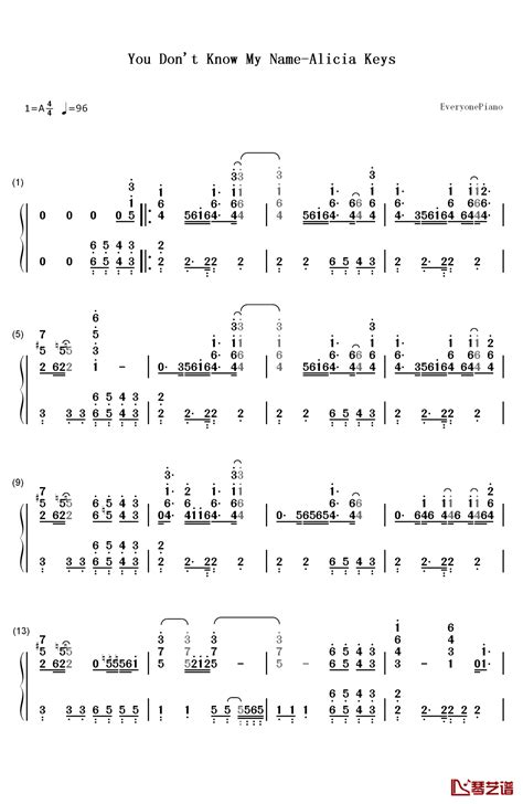 You Don't Know My Name钢琴简谱-数字双手-Alicia Keys-琴艺谱