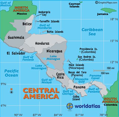 Central America Map - Map of Central America Countries, Landforms ...