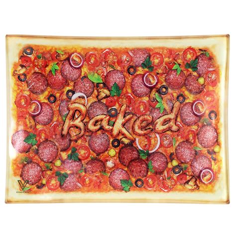 Pizza Small Glass Tray Rolling Papers & Supplies | GoSensi