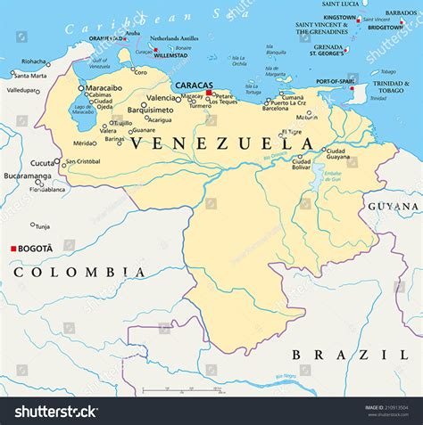 Venezuela Political Map Capital Caracas National: เวกเตอร์สต็อก (ปลอด ...