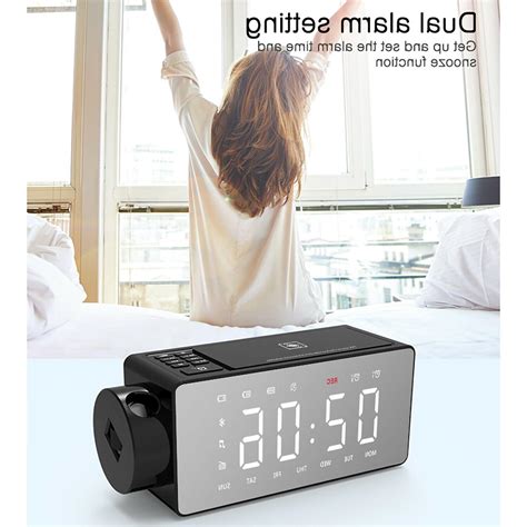 Projection Alarm Clock Bluetooth Speaker with Wireless Charging