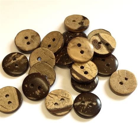 15mm (24L) round coconut shell buttons - The Button Shed