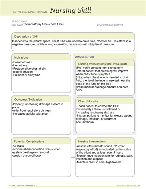 Nursing Skill chest tube - ACTIVE LEARNING TEMPLATES THERAPEUTIC PROCEDURE A Nursing Skill ...