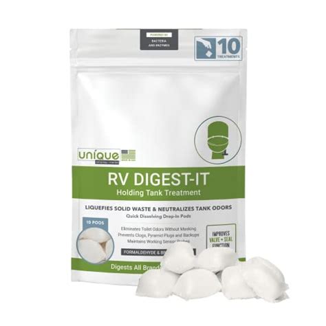 Unique RV Digest-It Black Water Tank Treatment - Concentrated Drop In Pods RV Toilet Treatment ...