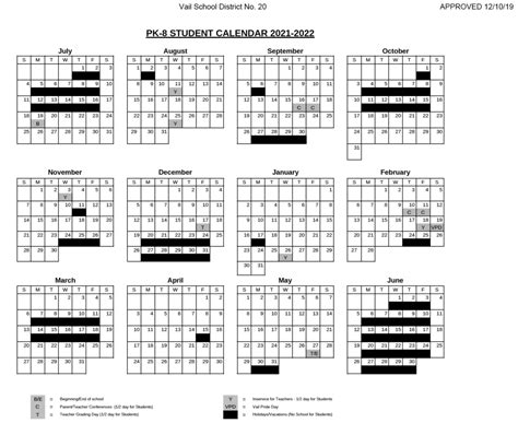 Vail School District Calendar | Rincon Vista Middle School