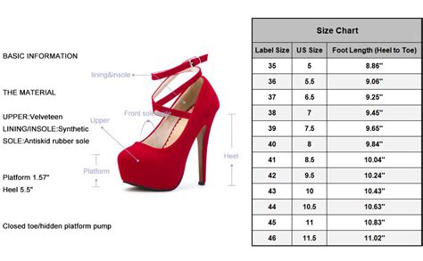 High Heel Size Chart - ideakitcontrol