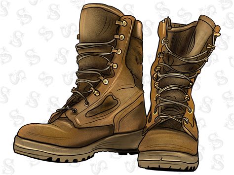 Military Combat Boots Drawing