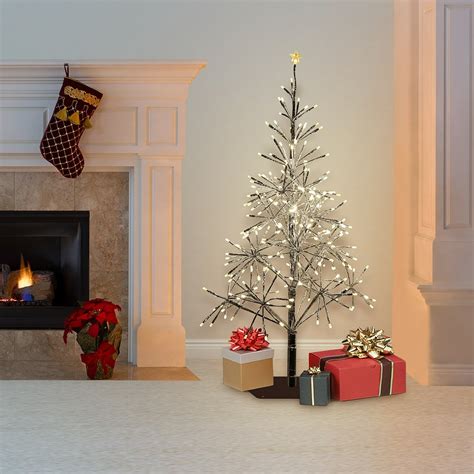 Alpine Corporation Festive Silver Christmas Tree with LED Lights ...