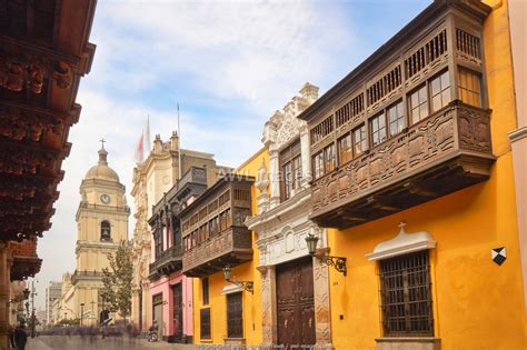 awl-images.com - Peru / Colonial architecture in a street of the historic centre of Lima, Peru ...