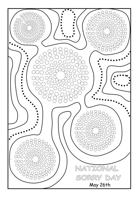 Aboriginal Dot Painting Template For Colouring Aboriginal Art Dot | My ...