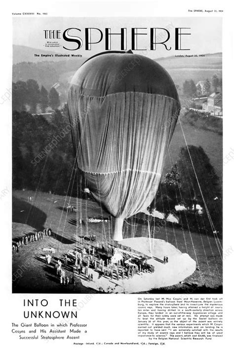 Stratospheric research balloon, 1934 - Stock Image - C052/5304 - Science Photo Library