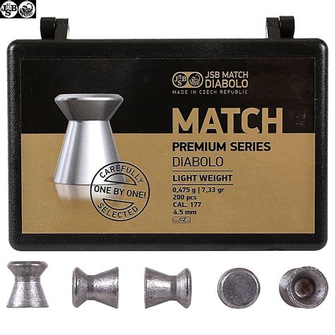 Buy online Air gun pellets JSB Match Premium Light 200pcs 4.49mm (.177) from JSB MATCH DIABOLO ...