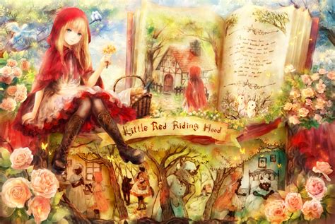 Download Snow Wolf Fantasy Red Riding Hood HD Wallpaper