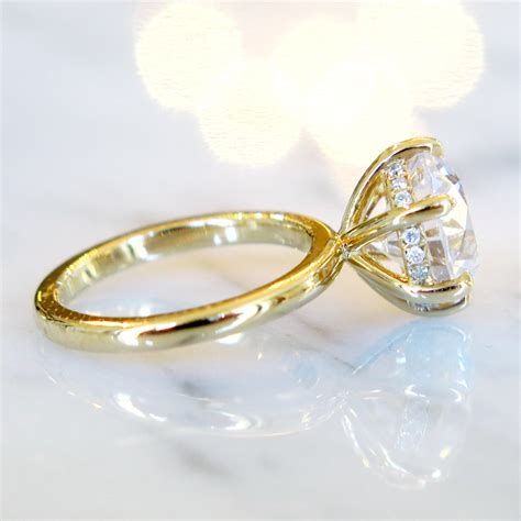 Diamond Solitaire Ring with 6 Prongs in Yellow Gold | Dana Walden NYC ...