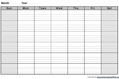 Free Printable Calendar With Large Boxes | Blank monthly calendar, Blank weekly calendar ...