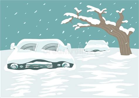 Great Snowfall Blizzard Covers A Street With Cars. Editable Clip Art ...