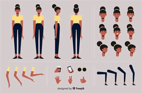 Free Vector | Cartoon woman character template | Character template, Vector character design ...