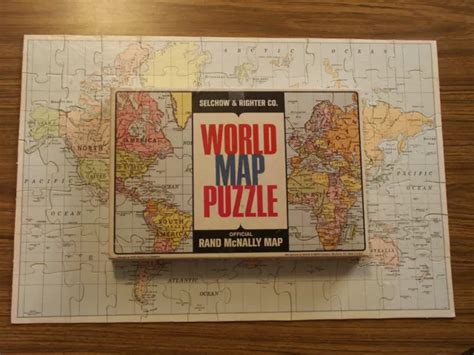 VINTAGE RAND MCNALLY World Map Puzzle 83 Pieces Selchow & Righter 1966 Complete $7.99 - PicClick