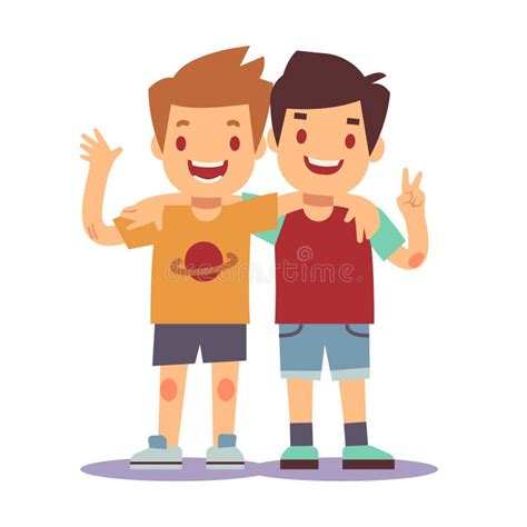 Two Boys Hugging, Best Friends, Happy Smiling Kids Vector Illustration Stock Vector ...