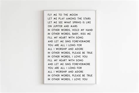 Fly Me to the Moon Lyrics Printable Wall ArtFrank Sinatra | Etsy