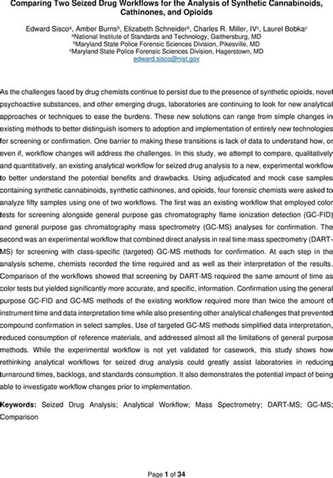 Comparing Two Seized Drug Workflows for the Analysis of Synthetic ...