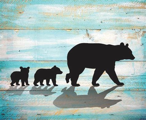 Mama Bear SVG Two Cubs Silhouette Clipart Iron on Bear Cub | Etsy