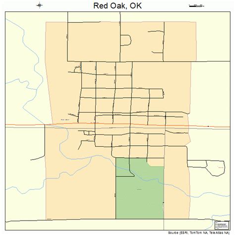 Red Oak Oklahoma Street Map 4062550