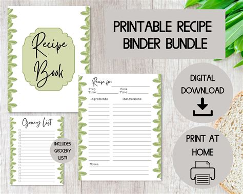 Printable Recipe Binder Recipe Card Download - Etsy