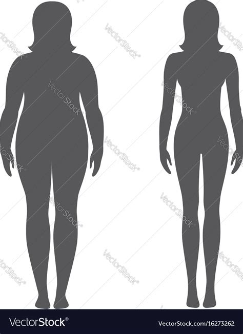 Woman before and after weight loss Royalty Free Vector Image