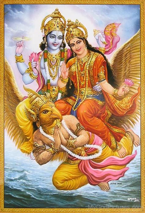 Lord Vishnu And Goddess Lakshmi Mount On Lord Garuda - God Pictures