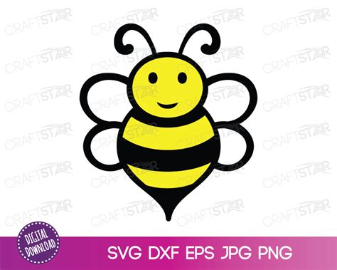 Bee SVG File for Cricut or Silhouette Cute Cartoon Bee Clipart for ...