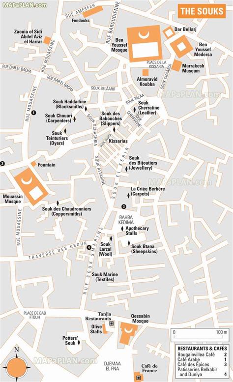 Marrakech maps - Top tourist attractions - Free, printable city street map