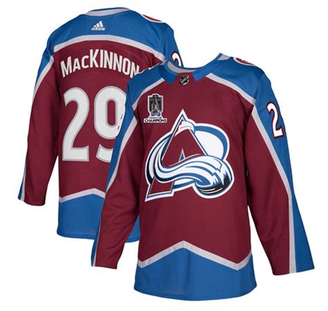 Men's Colorado Avalanche #29 Nathan MacKinnon 2022 Stanley Cup Champions Patch Stitched Jersey ...