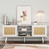 Eumyviv Rattan TV Stand for TV's up to 55", Mid-Century Media ...