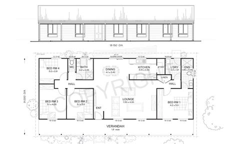 Sandford 4 Bed Steel Frame Floor Plan | Met Kit Homes