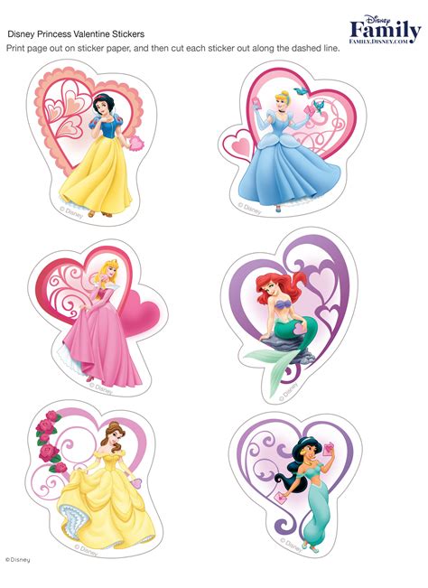 Disney Princess Valentine Stickers (com imagens) | Aniversário com tema de princesa disney ...