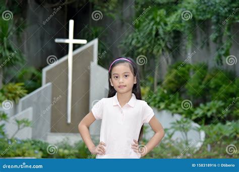 Proud Christian Filipina Adolescent at Church Stock Photo - Image of ...