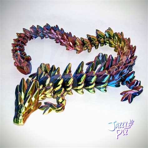 3D Printable Gemstone Dragon, Print in Place, Articulated Dragon by Cinderwing3D