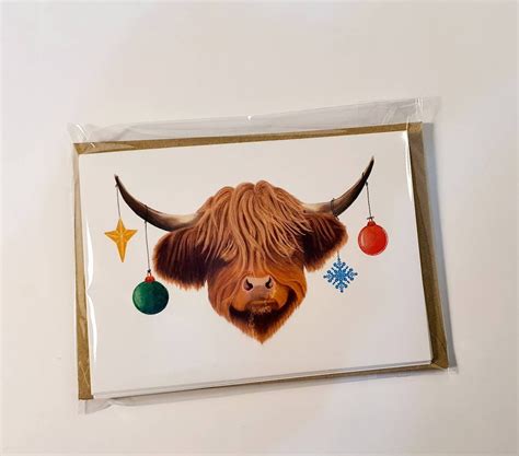 Highland Cow Christmas Card pack of 5 or 10 - Etsy