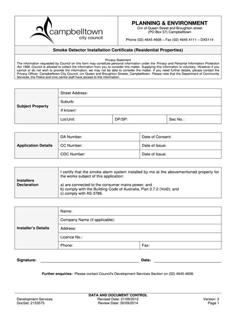 Smoke alarm certificate template: Fill out & sign online | DocHub