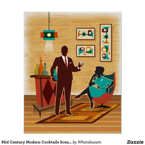 Mid Century Modern Cocktails Scene Poster | Mid century modern poster, Modern wall art canvas ...