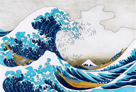 The Great Wave of Kanagawa (1829–1833) by Katsushika Hokusai: adult coloring page - ID: 404633