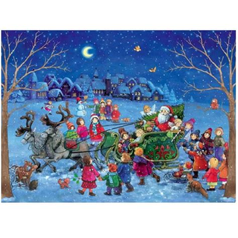 Sleighing with Santa Claus Children in the Snow German Christmas Advent Calendar - Walmart.com ...