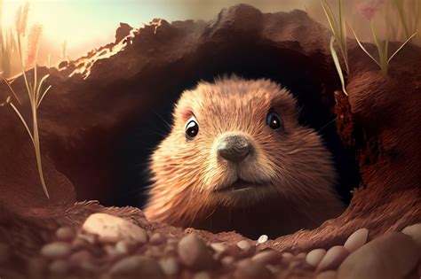 Premium AI Image | Illustration of gopher emerging from the burrow in ...