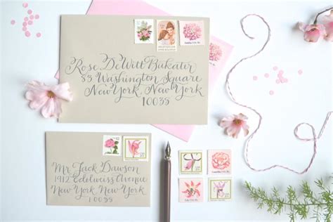 Pink Wedding Stamps Vintage Wedding Postage Stamp Pink Flower Suite For Mailing Invitations ...