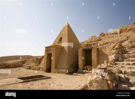 Pyramid tomb at Deir el Medina: The Workers' Village on the West Bank Luxor, Egypt Stock Photo ...