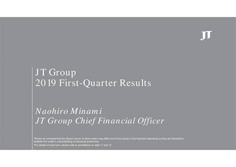 Japan Tobacco Inc. 2019 Q1 - Results - Earnings Call Slides (OTCMKTS:JAPAF) | Seeking Alpha