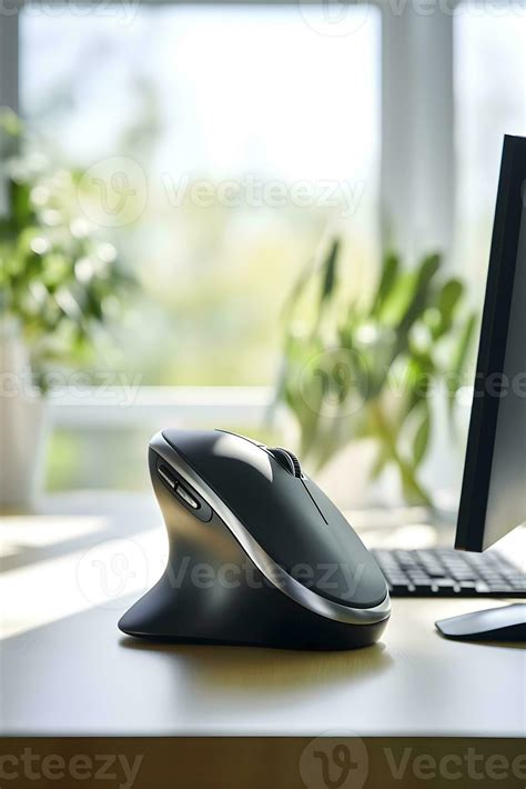 AI generated Ergonomic vertical computer mouse on workplace. AI ...